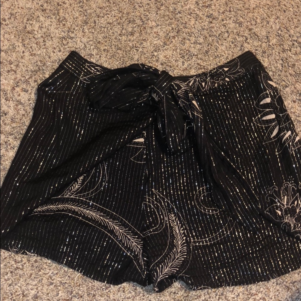 high wasted flare shorts with a tie on the front